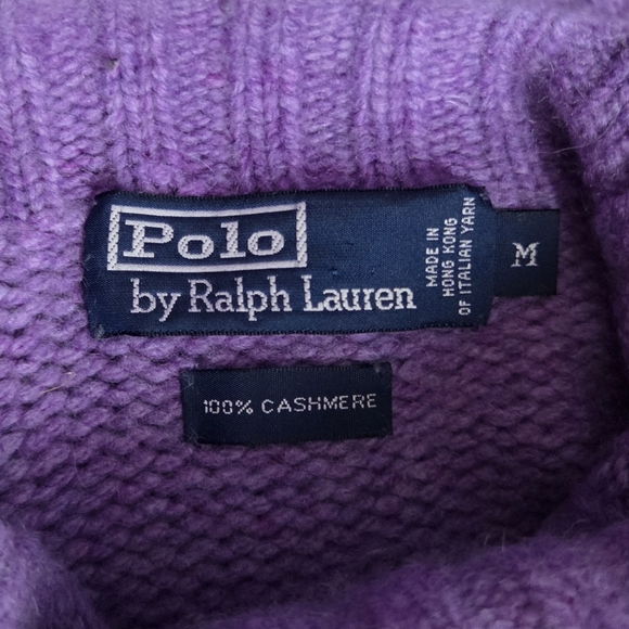 Vintage Polo Ralph Lauren Womens Medium 100% Cashmere Turtleneck Sweater Purple - Picture 7 of 9